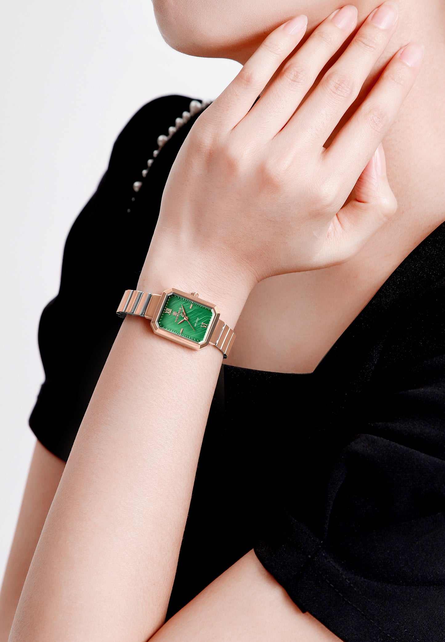 NF5050 Green Dial With Rosegold Stainless Steel Strap Analog Watch