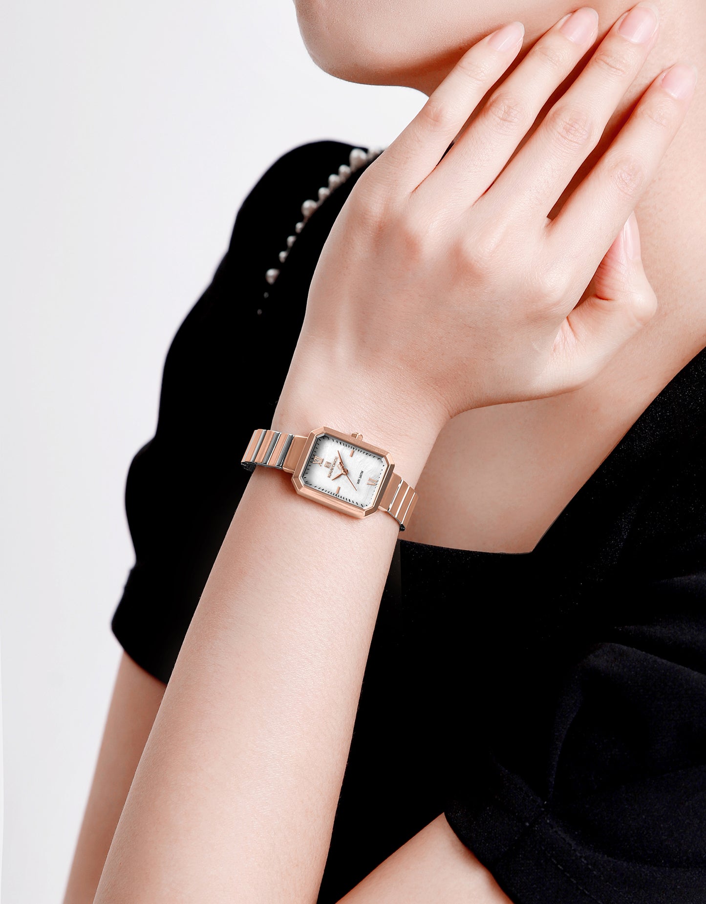 NF5050 White Dial With Rosegold Stainless Steel Strap Analog Watch
