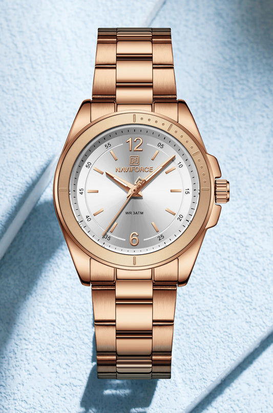NF5062 Full Rosegold&white Fashion Timepeice Analog Watch