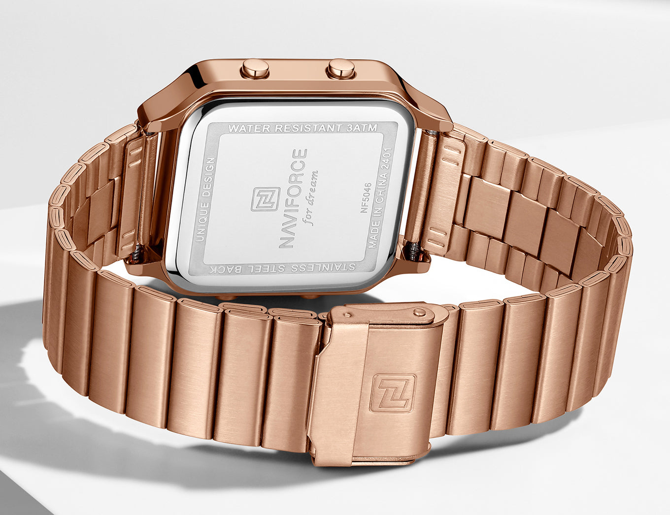 NF5046 Rosegold&Black Large Screen Business Casual Digital Watch