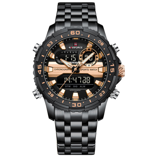 Naviforce NF9234 Versatile design Black-Rosegold Analog-Digital Watch