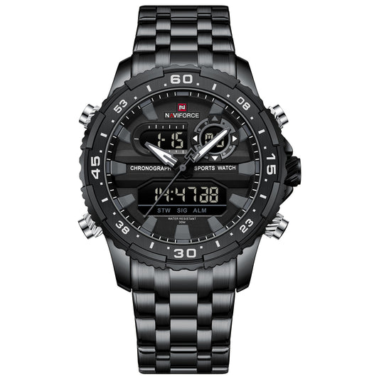 Naviforce NF9234 Versatile design all Black color Analog-Digital Watch