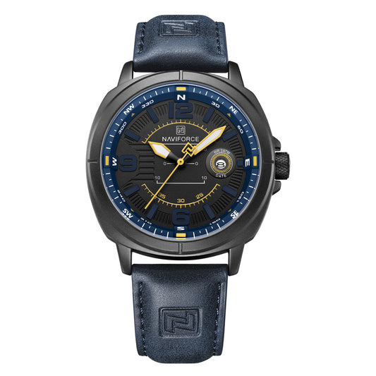 Naviforce NF8078 blue dial with blue leather strap Analog Watch