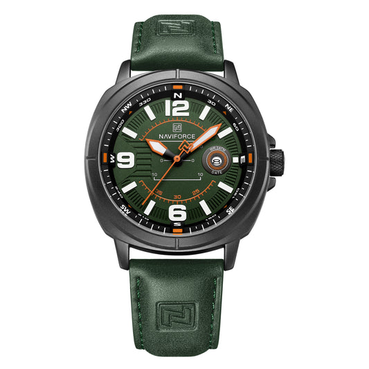 Naviforce NF8078 green dial with green leather strap Analog Watch