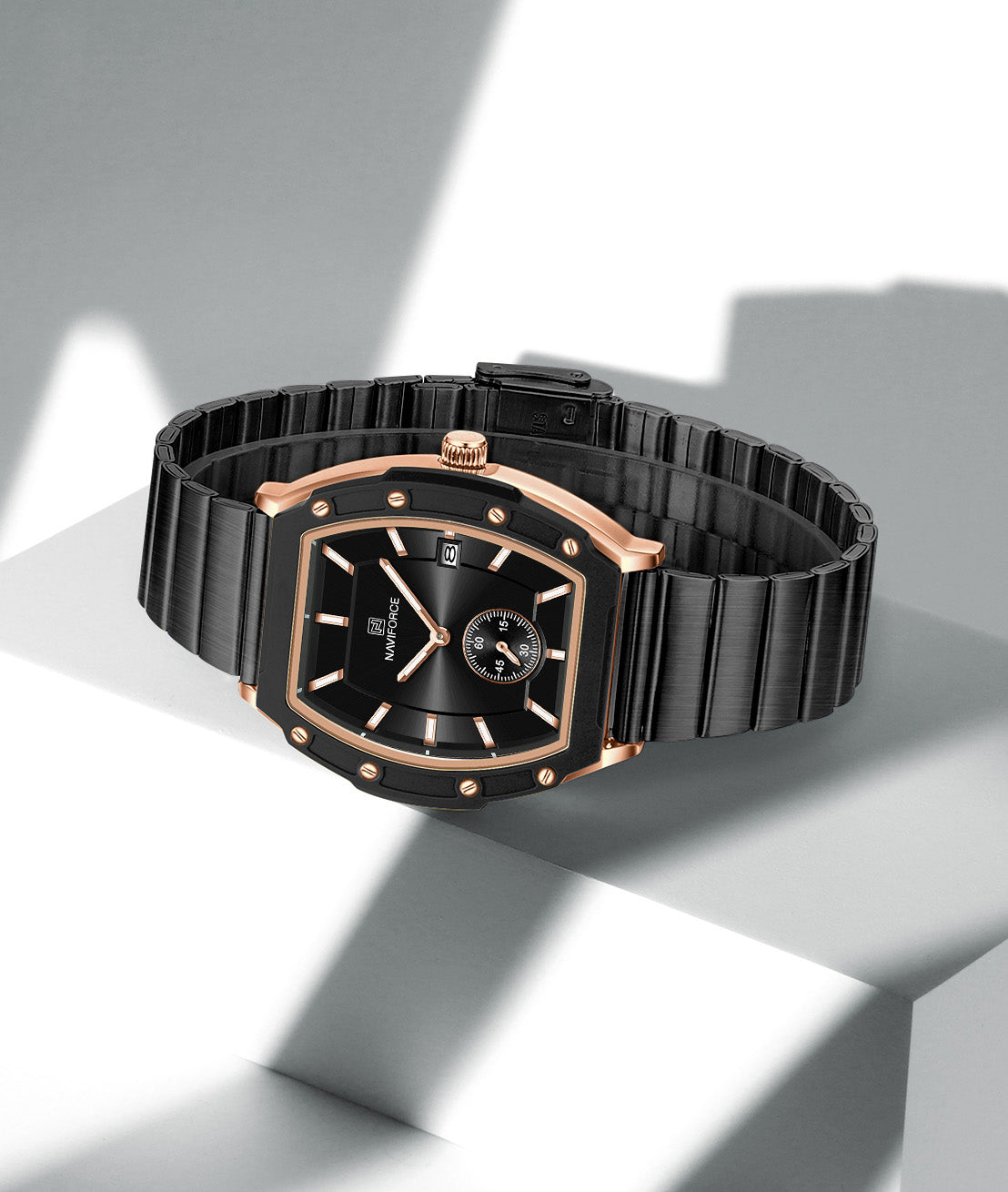 Naviforce NF8068L Rosegold Metallic Accents Analog Watch