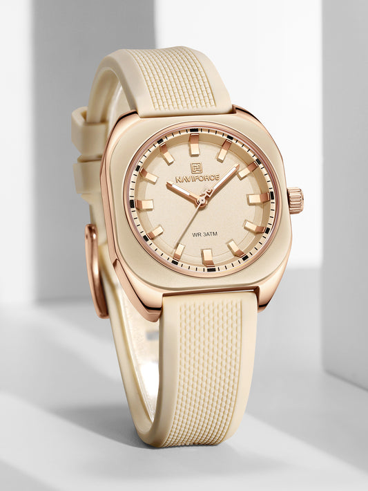 NF5061 Biege silicone strap Analog Watch