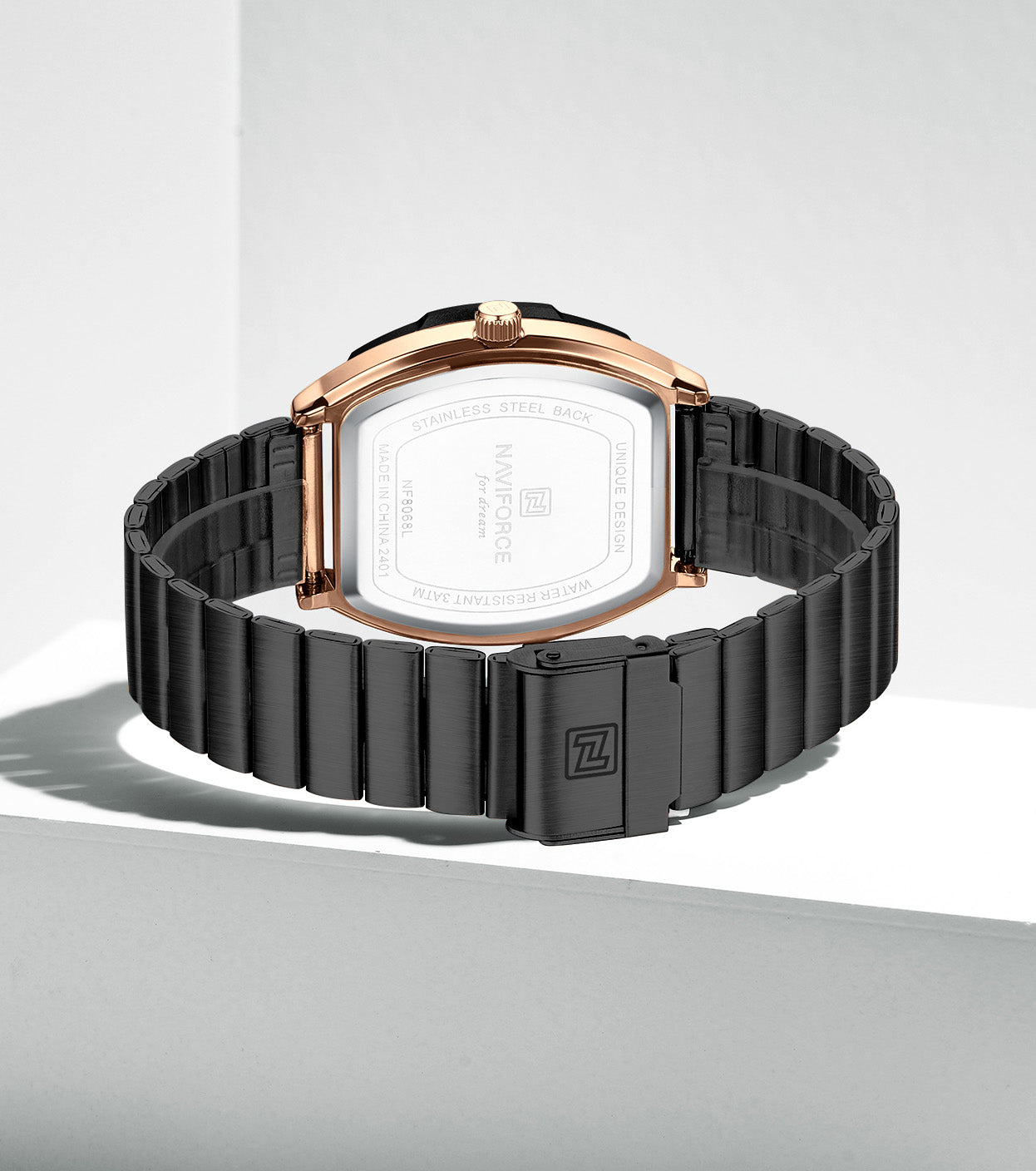 Naviforce NF8068L Rosegold Metallic Accents Analog Watch