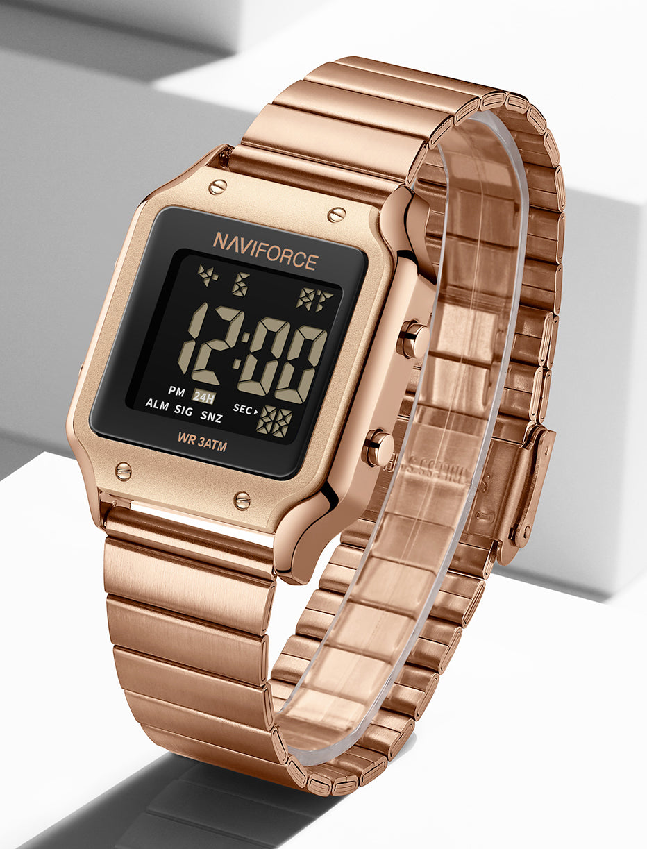 NF5046 Rosegold&Black Large Screen Business Casual Digital Watch