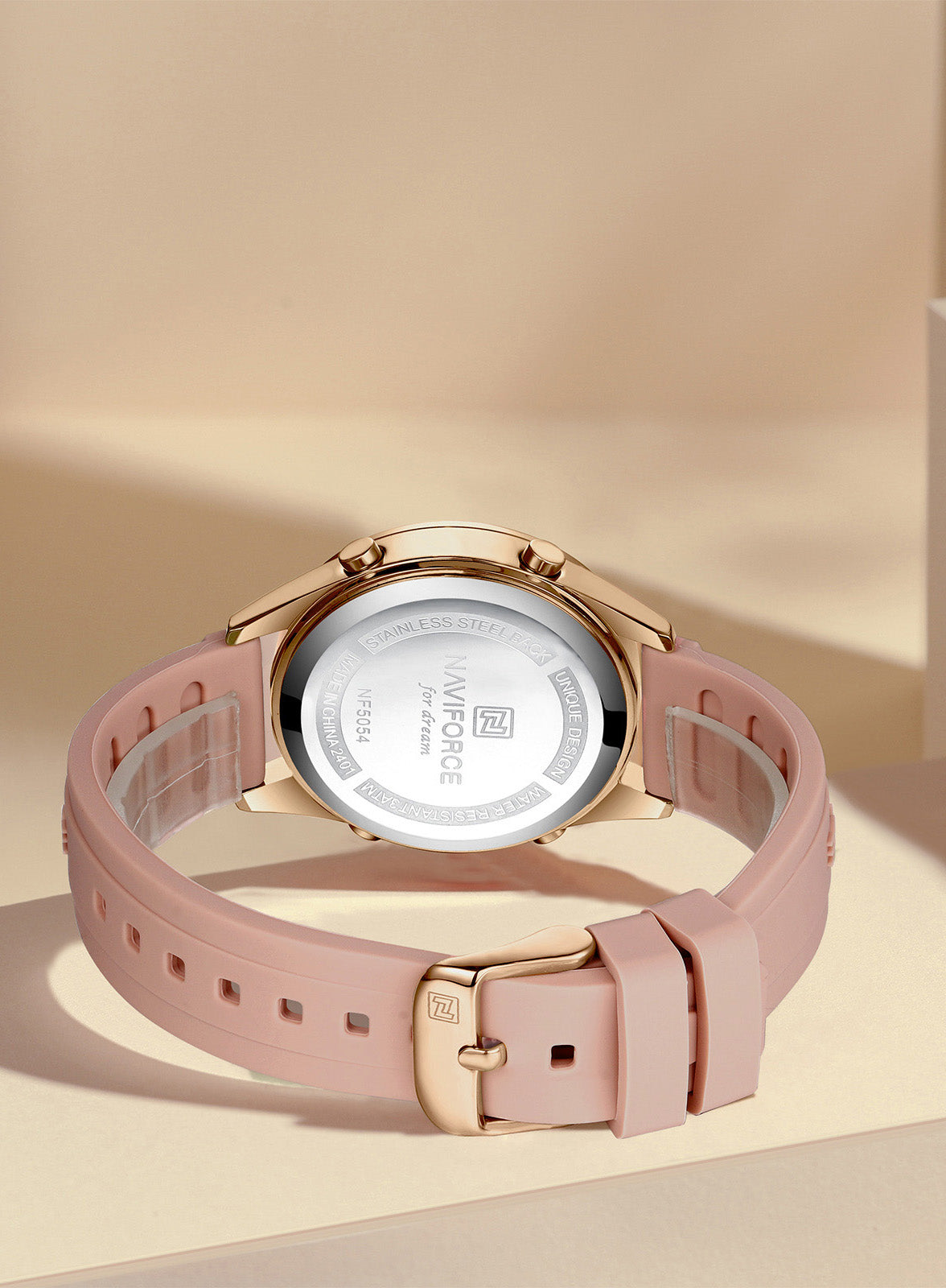 NF5054 Black&Rosegold Multifunctional LCD display Digital Watch