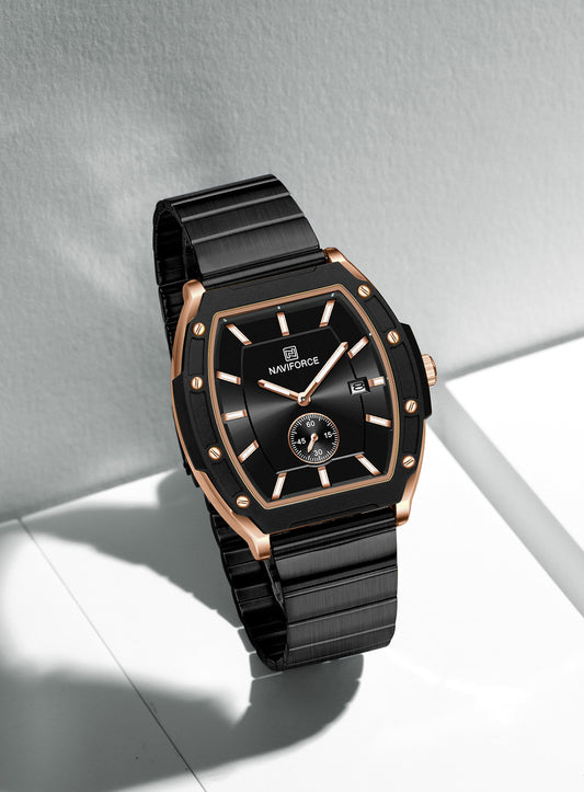 Naviforce NF8068G Rosegold Metallic Accents Analog Watch