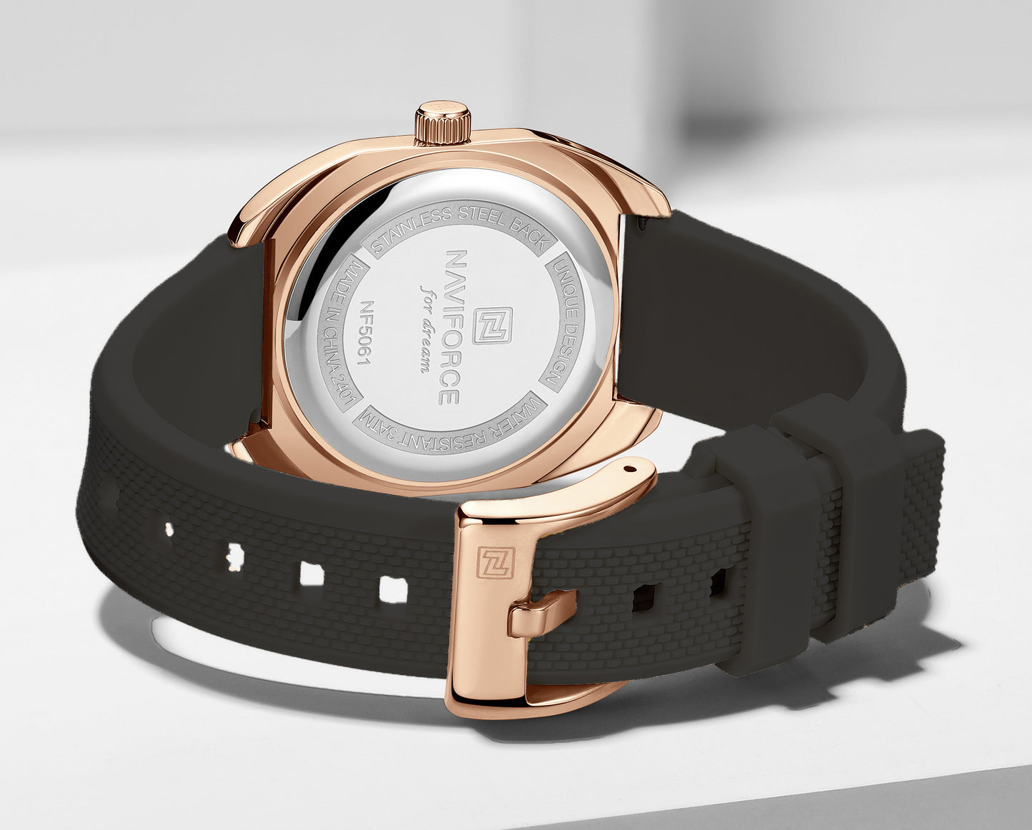 NF5061 Black silicone strap Analog Watch
