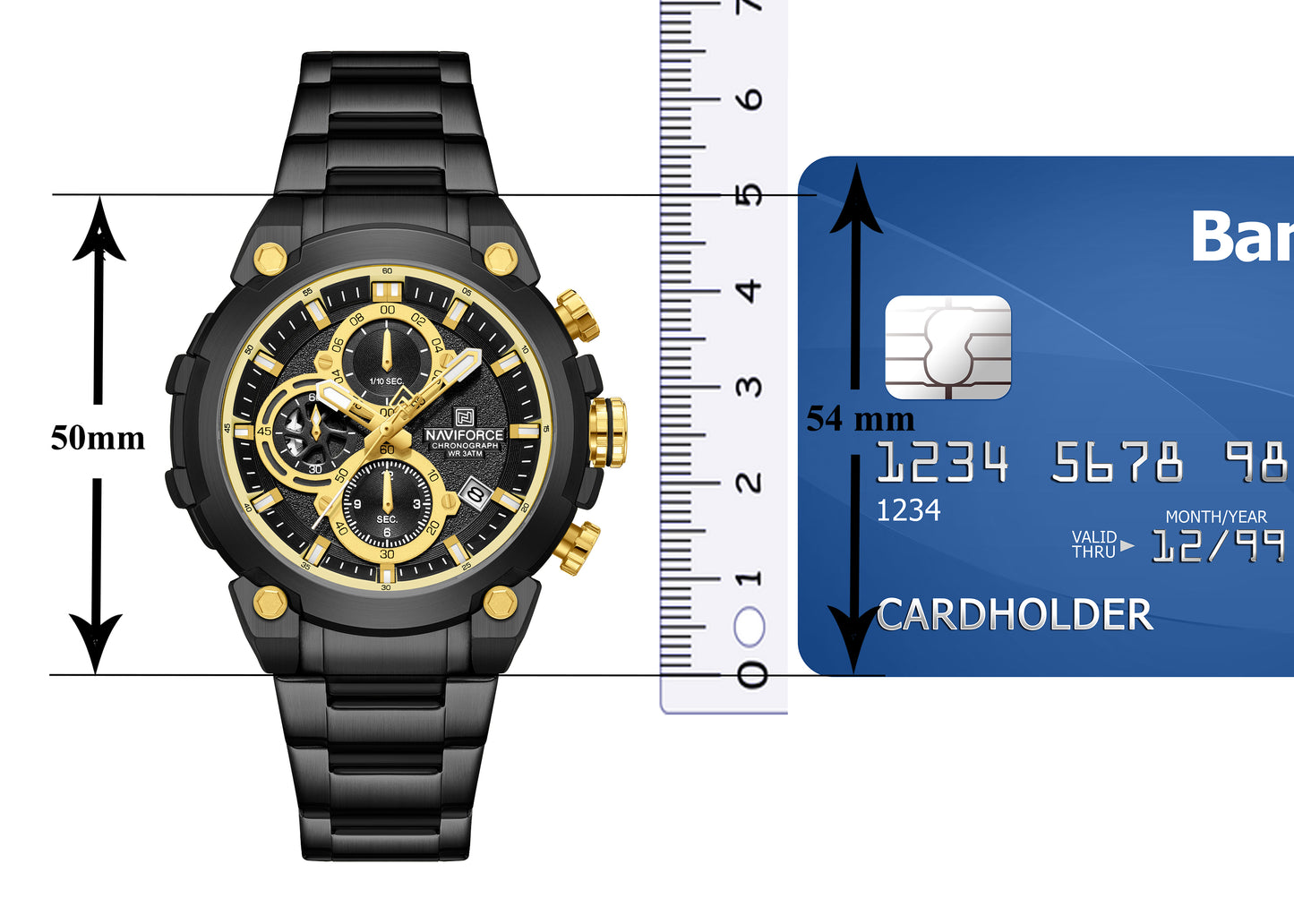Naviforce NF8071 Gold choronograph dial Analog Watch