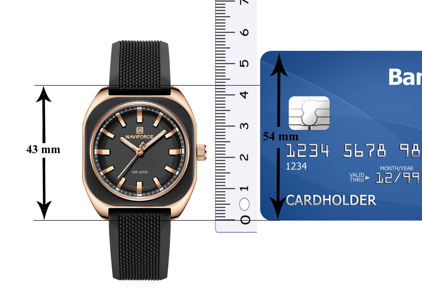 NF5061 Black silicone strap Analog Watch