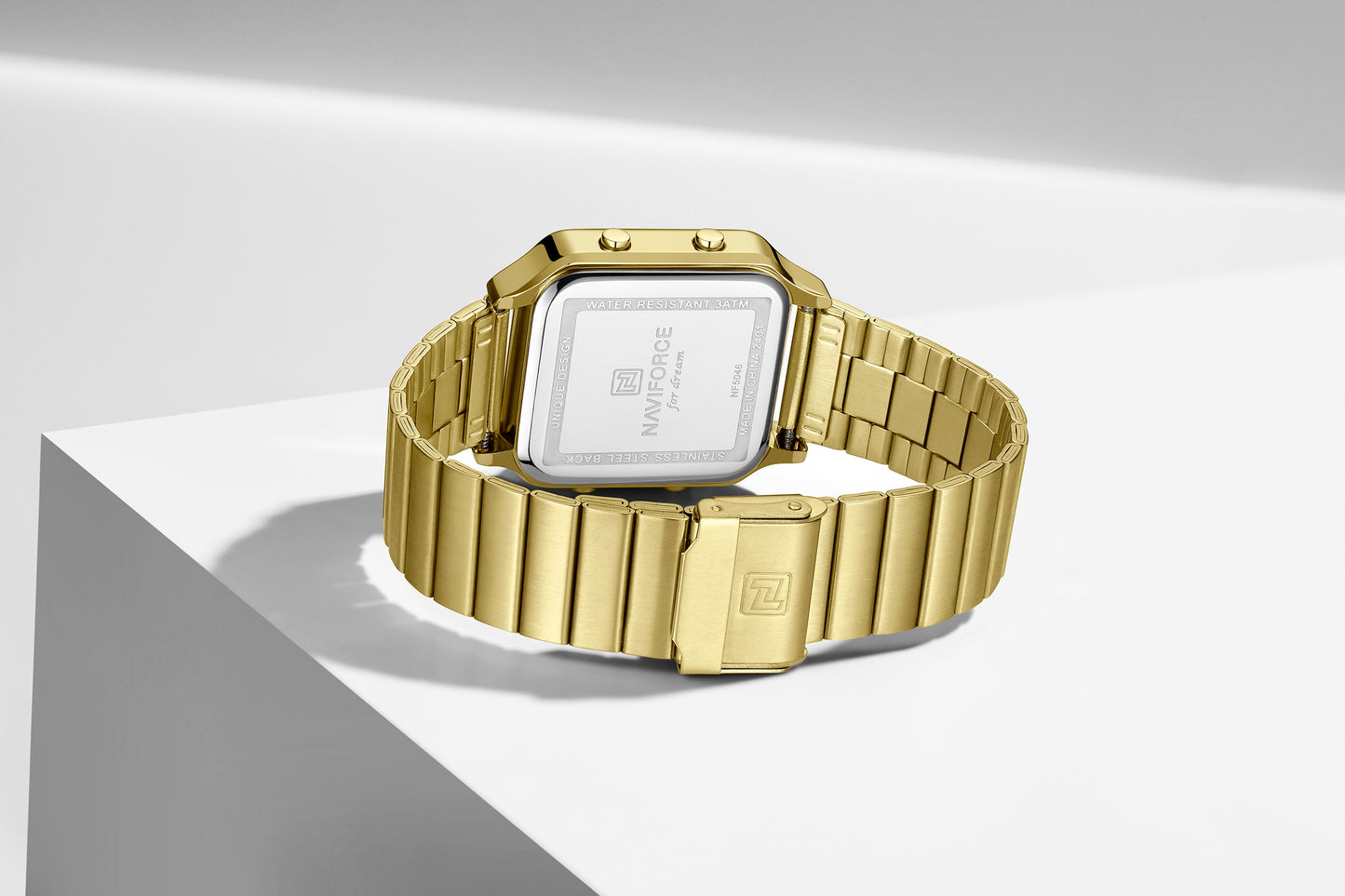 NF5046 Gold&Black Large Screen Business Casual Digital Watch