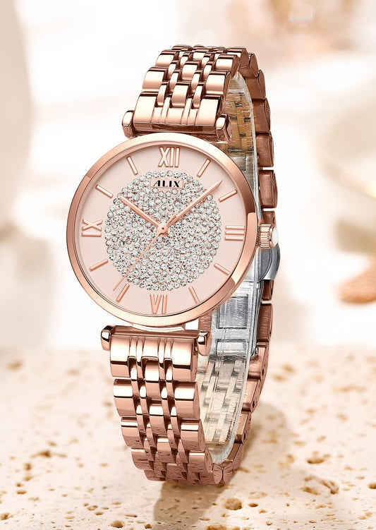 AL2533 Eyechatchy Rosegold round diamond dial Analog Watch