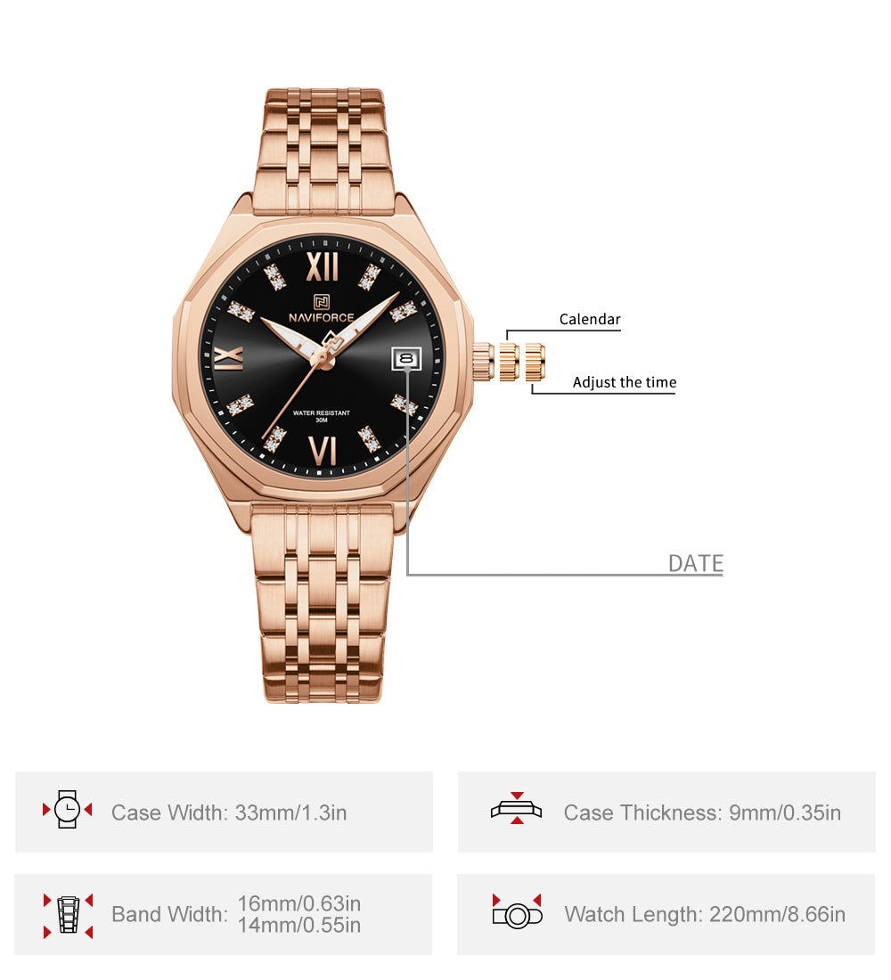 NF5052 Black dial with Rosegold strap Analog Watch