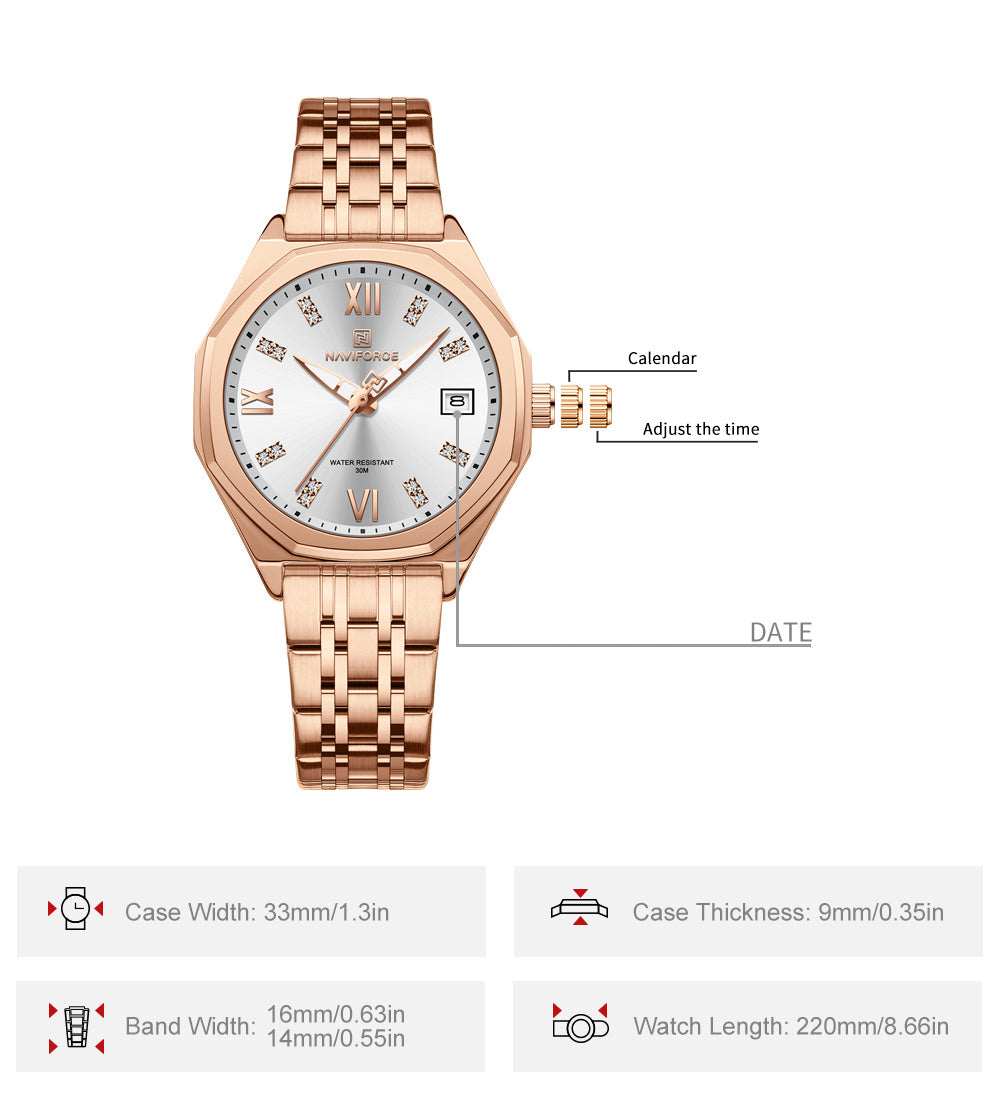 NF5052 White dial with Rosegold strap Analog Watch