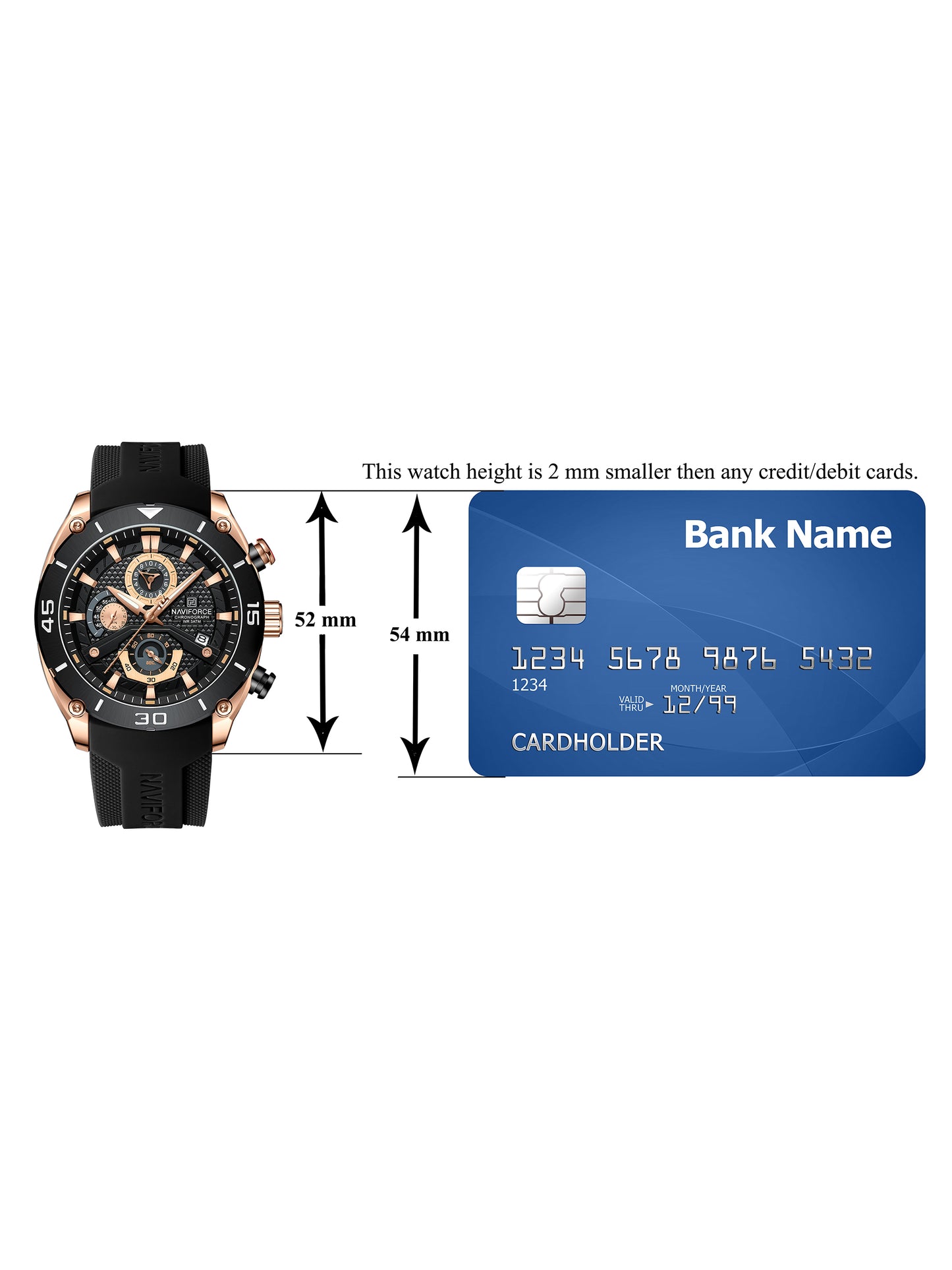 NF8038 Rosegold Black Multi-Function Chronograph men watch - NAVIFORCE