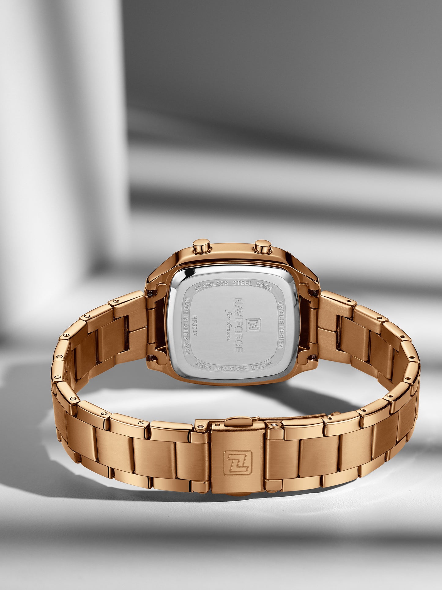 NF5047 All Rosegold Versatile Trendy Square Digital Watch