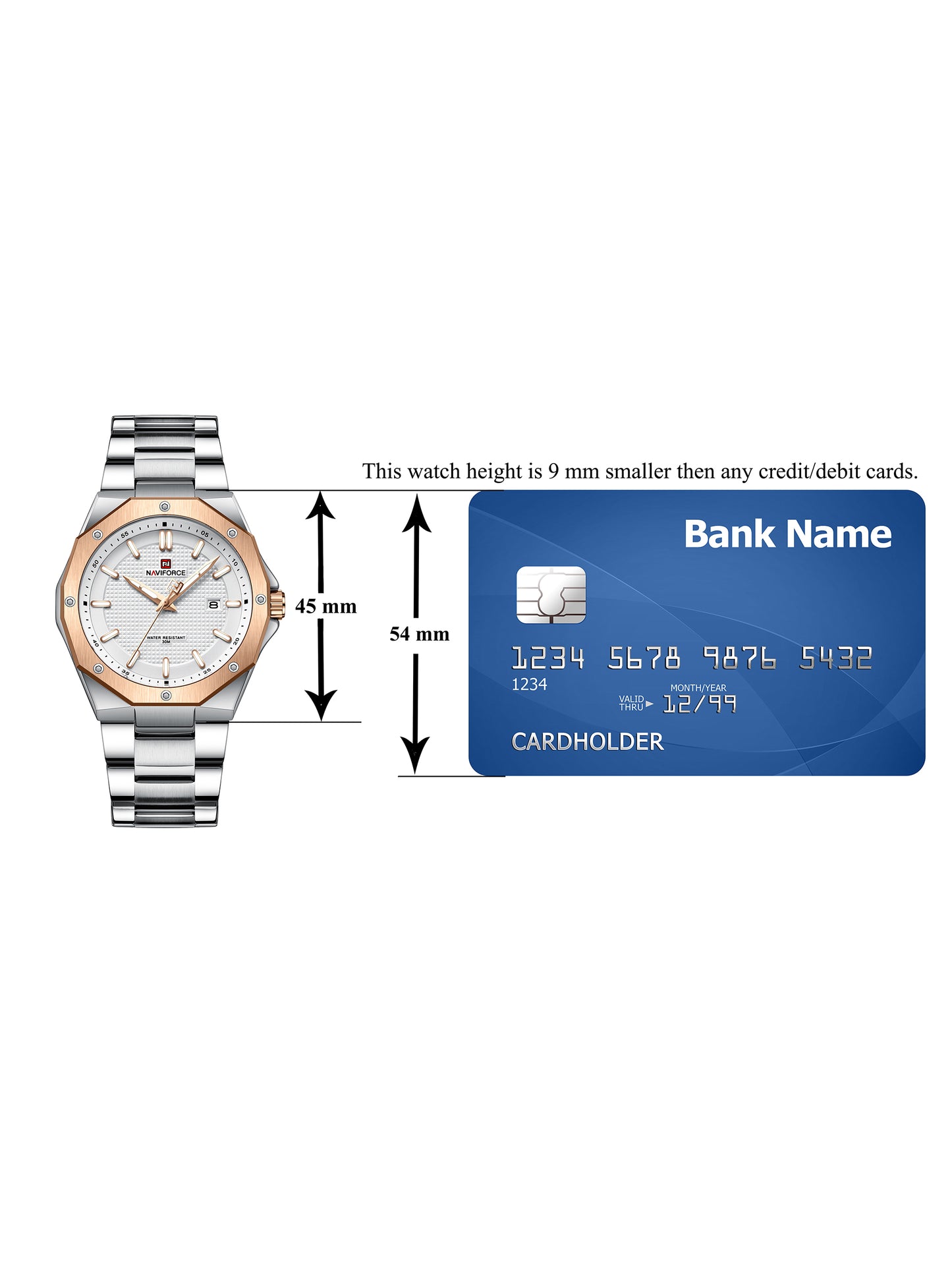 NF9200 Silver RoseGold analog with date watch for mens-NAVIFORCE