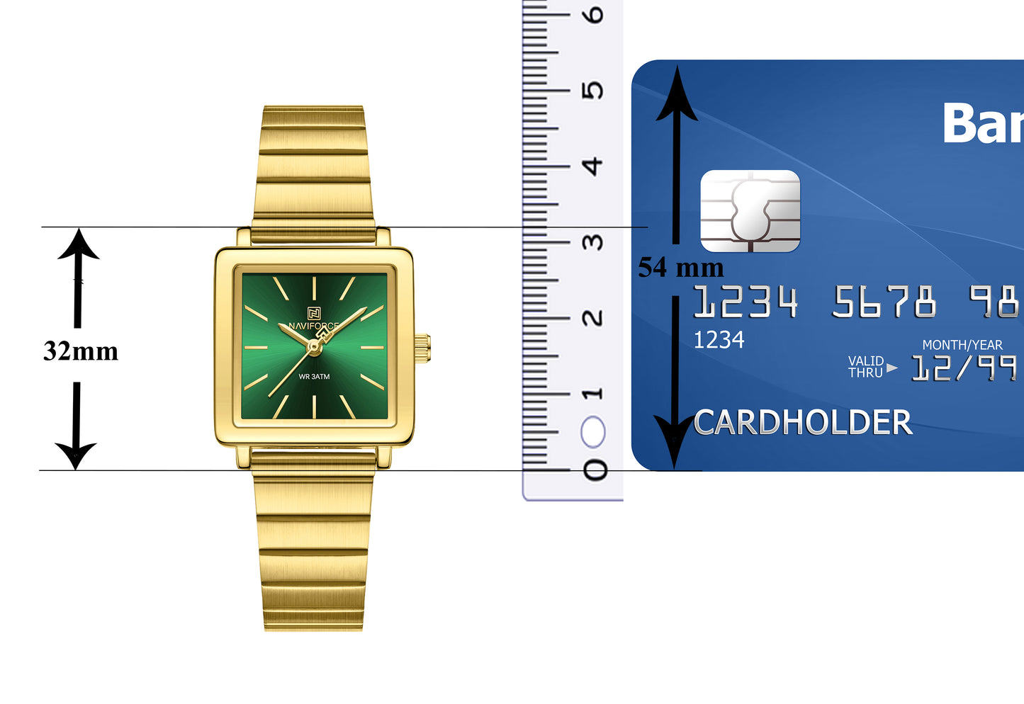 NF5048 Modern Green square dial Analog Watch