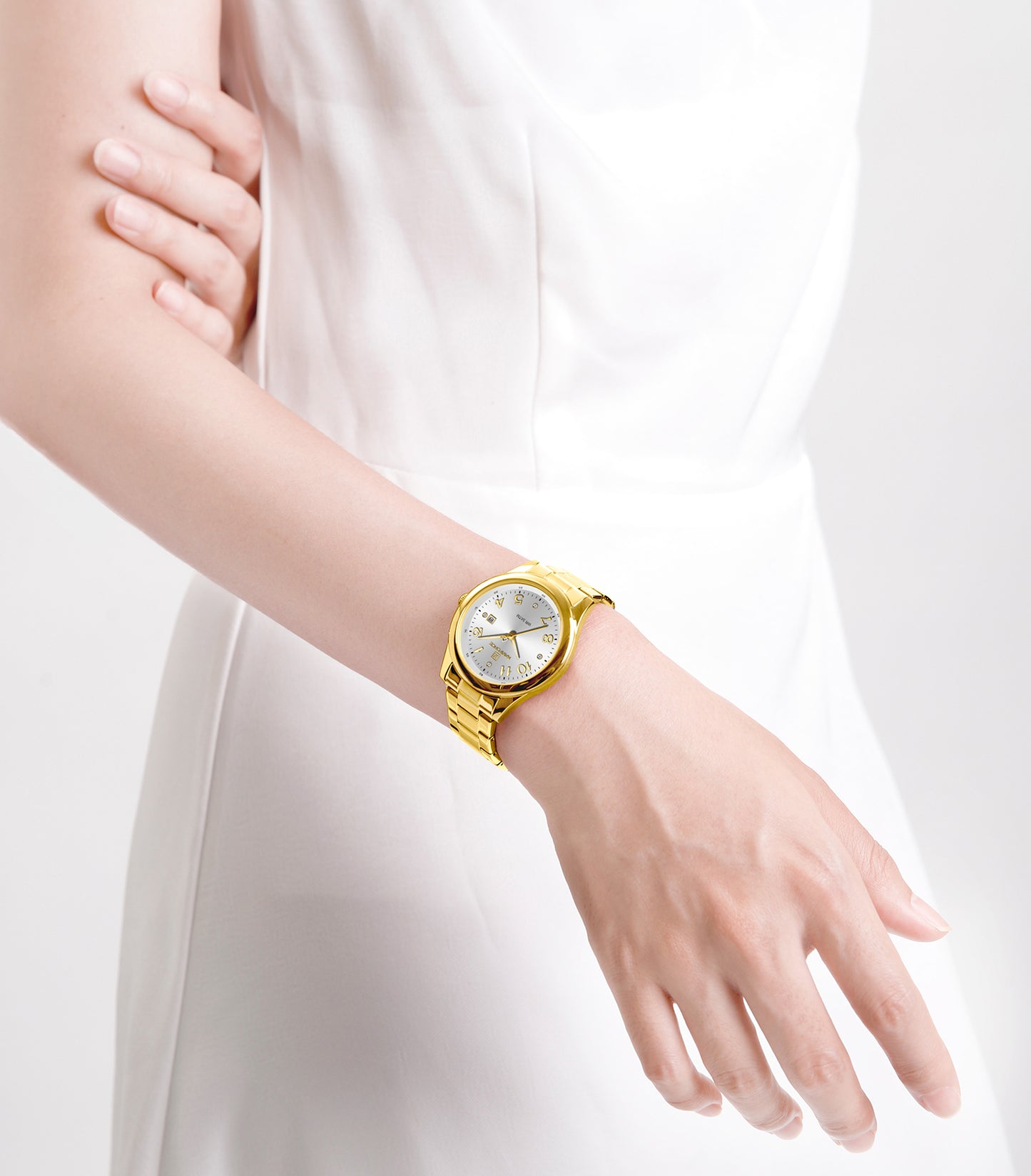 NF5059 White dial with gold Stainless Steel strap Analog Watch