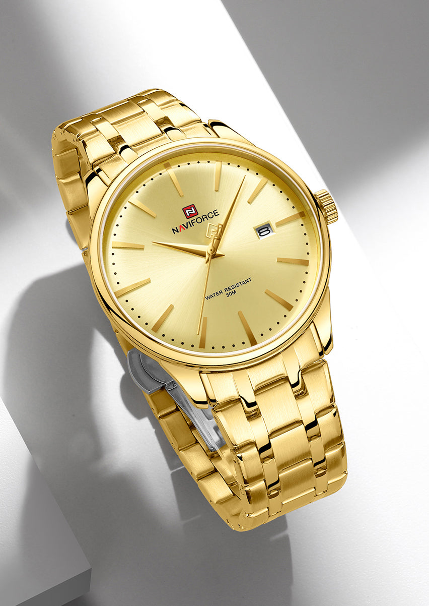 Naviforce NF9230 Golden Gentle Elegant Calendar Analog Watch