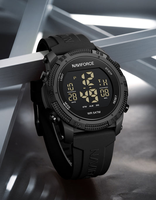 NF7104 Black Silicon Strap Digital Watch