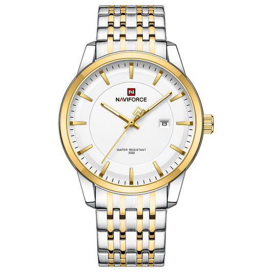Naviforce NF9228G Silver-gold High Quality strap Analog Watch