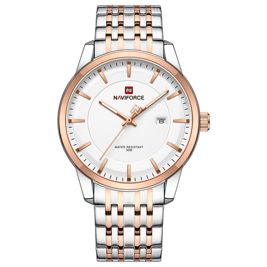 Naviforce NF9228G Silver-rosegold High Quality strap Analog Watch