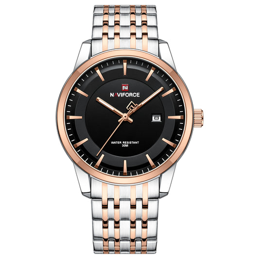Naviforce NF9228G Silver-Rosegold High Quality strap Analog Watch