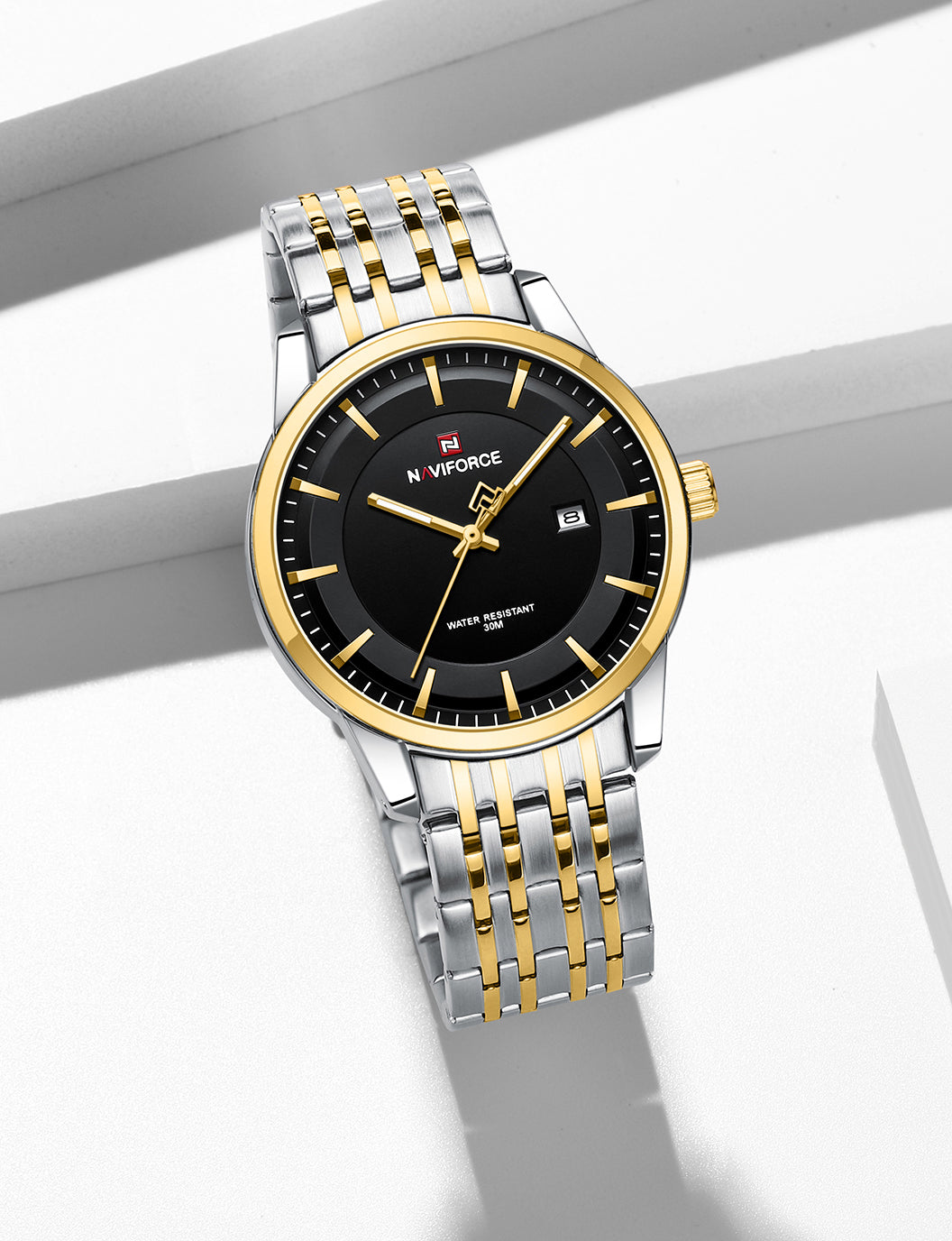Naviforce NF9228G Silver-gold High Quality strap Analog Watch