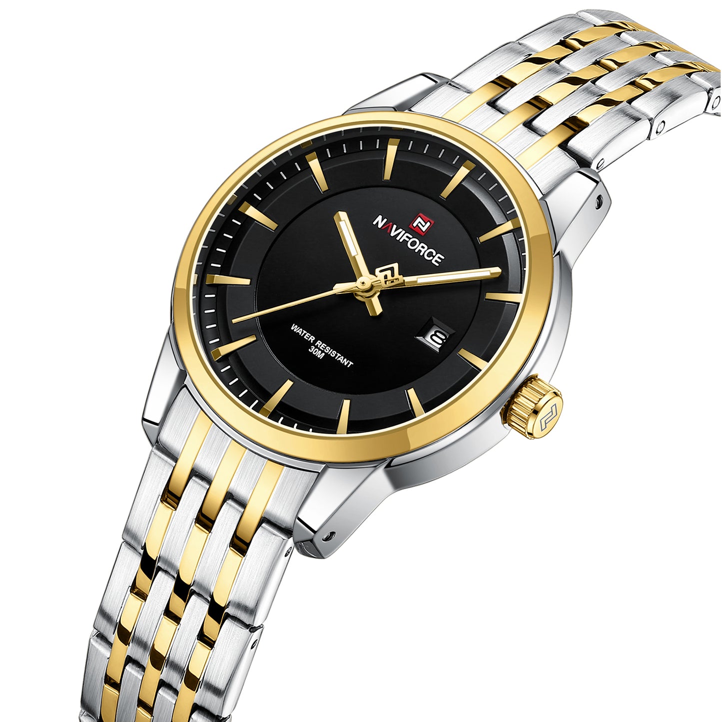 Naviforce NF9228L Silver-gold High Quality strap Analog Watch