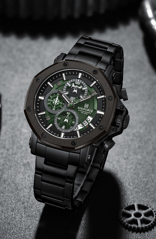 Naviforce NF8065 Black-Green Stainless Steel Analog watch