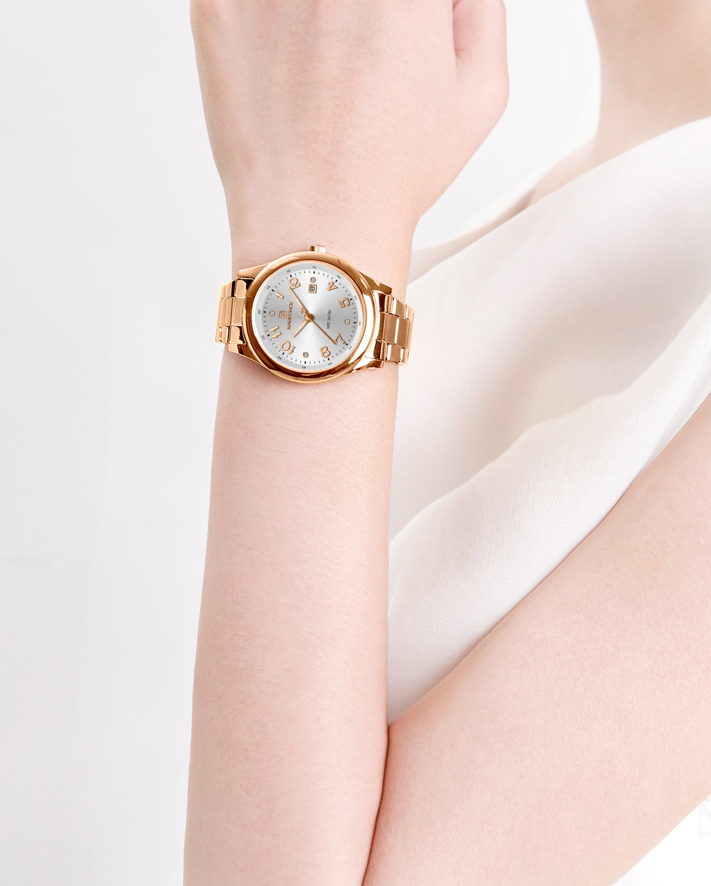 NF5059 White dial with Rosegold Stainless Steel strap Analog Watch