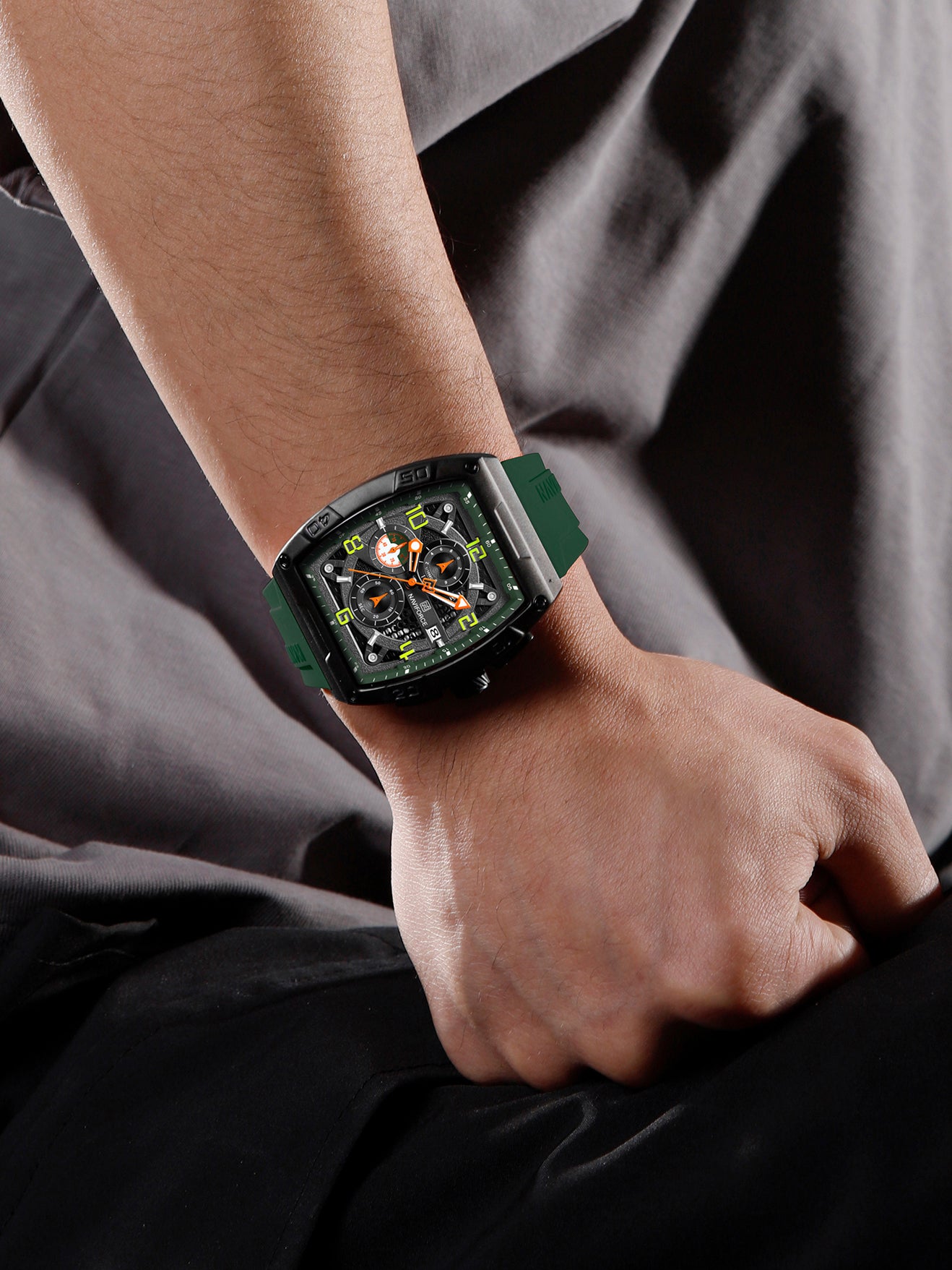 NF8052 Green Black Chronograph watch for men - NAVIFORCE